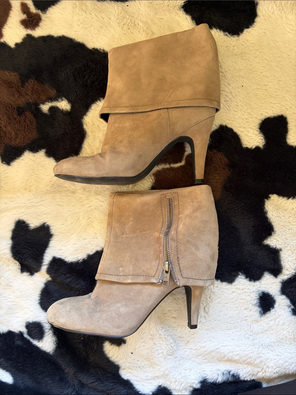 Trouvé Fold-Over Suede Ankle Boots - Taupe
